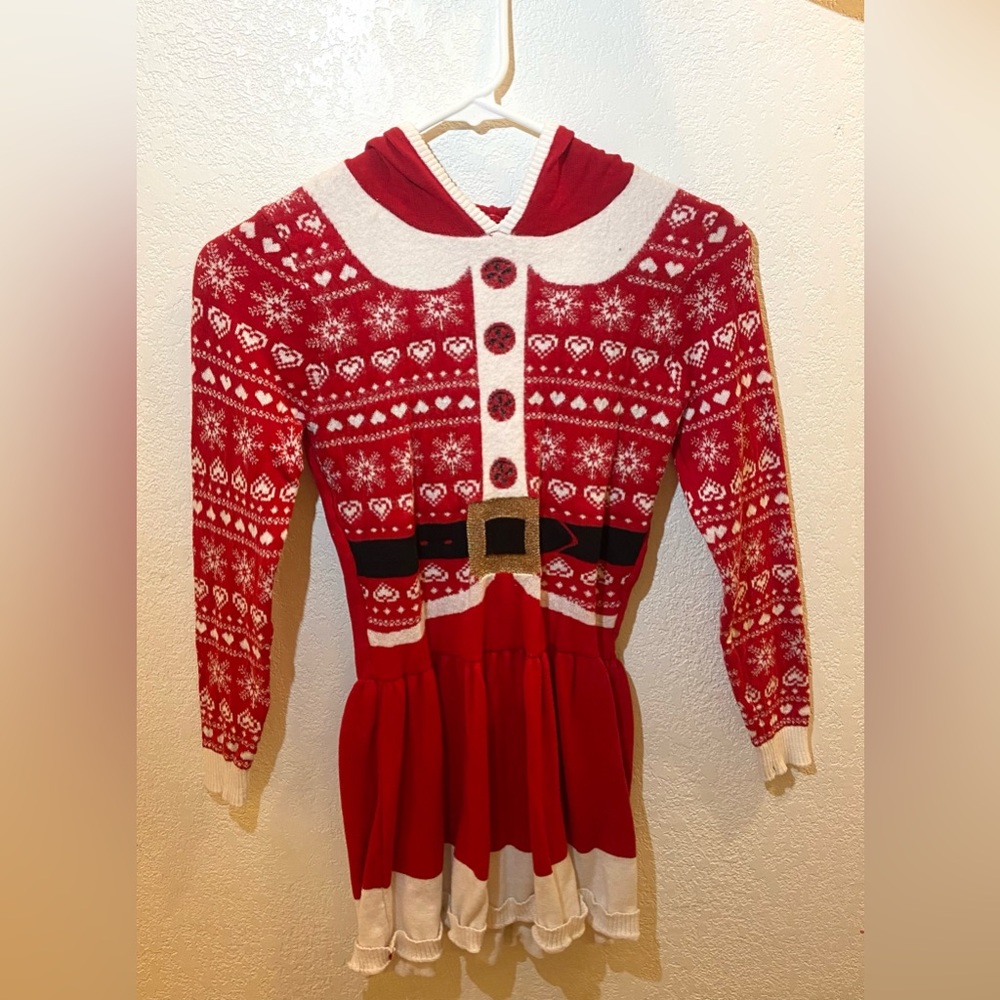 Cute Soft Santa Dress Sweater for Young Girls